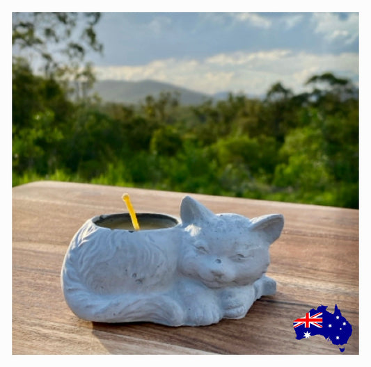 Pure Beeswax Cat Kitty Candle Aussie Handmade