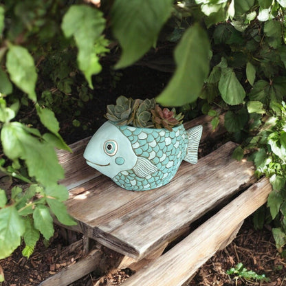 Fish Blue Funky Pot Planter Plant Large - The Renmy Store Homewares & Gifts 