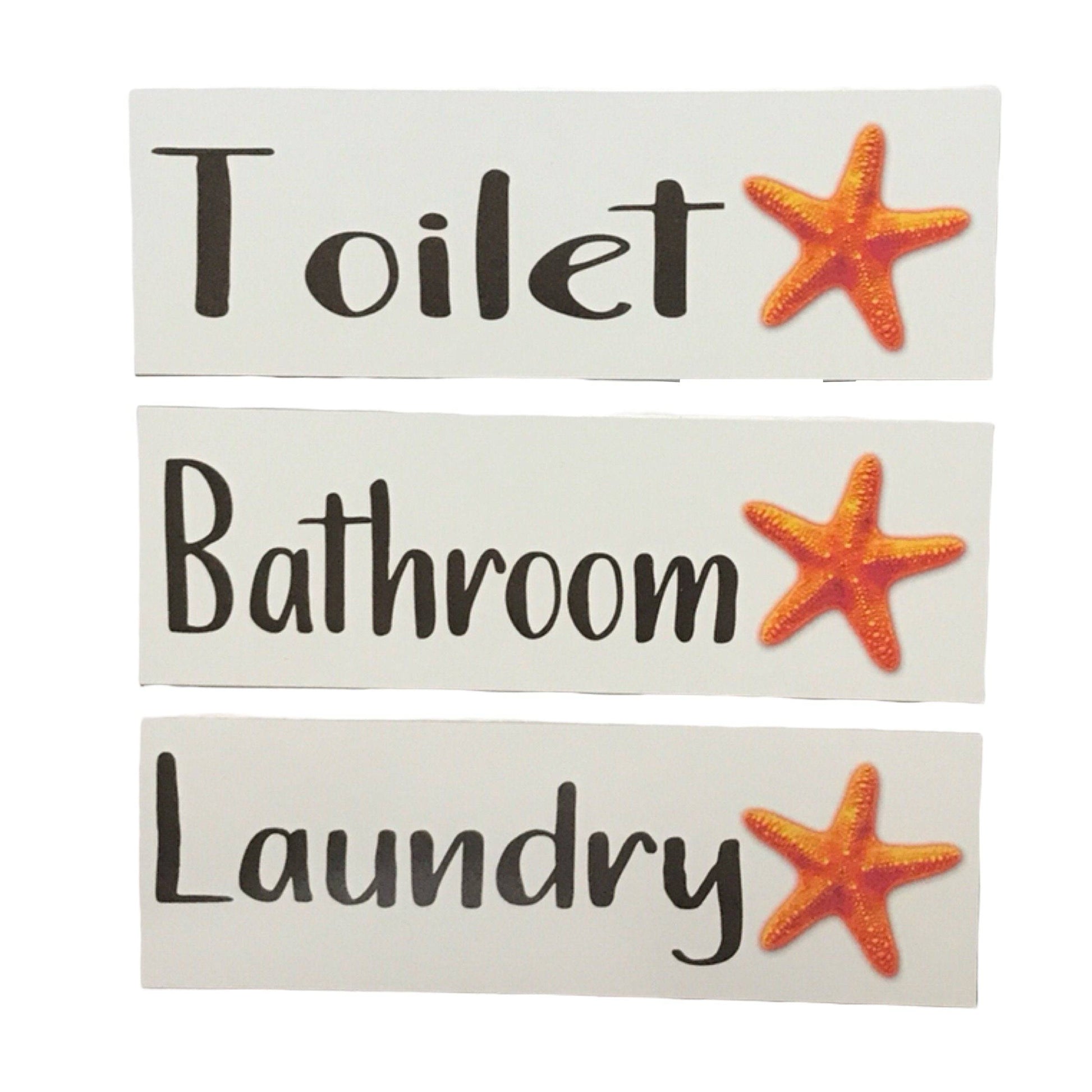 Starfish Orange Beach Door Sign Toilet Laundry Bathroom - The Renmy Store Homewares & Gifts 