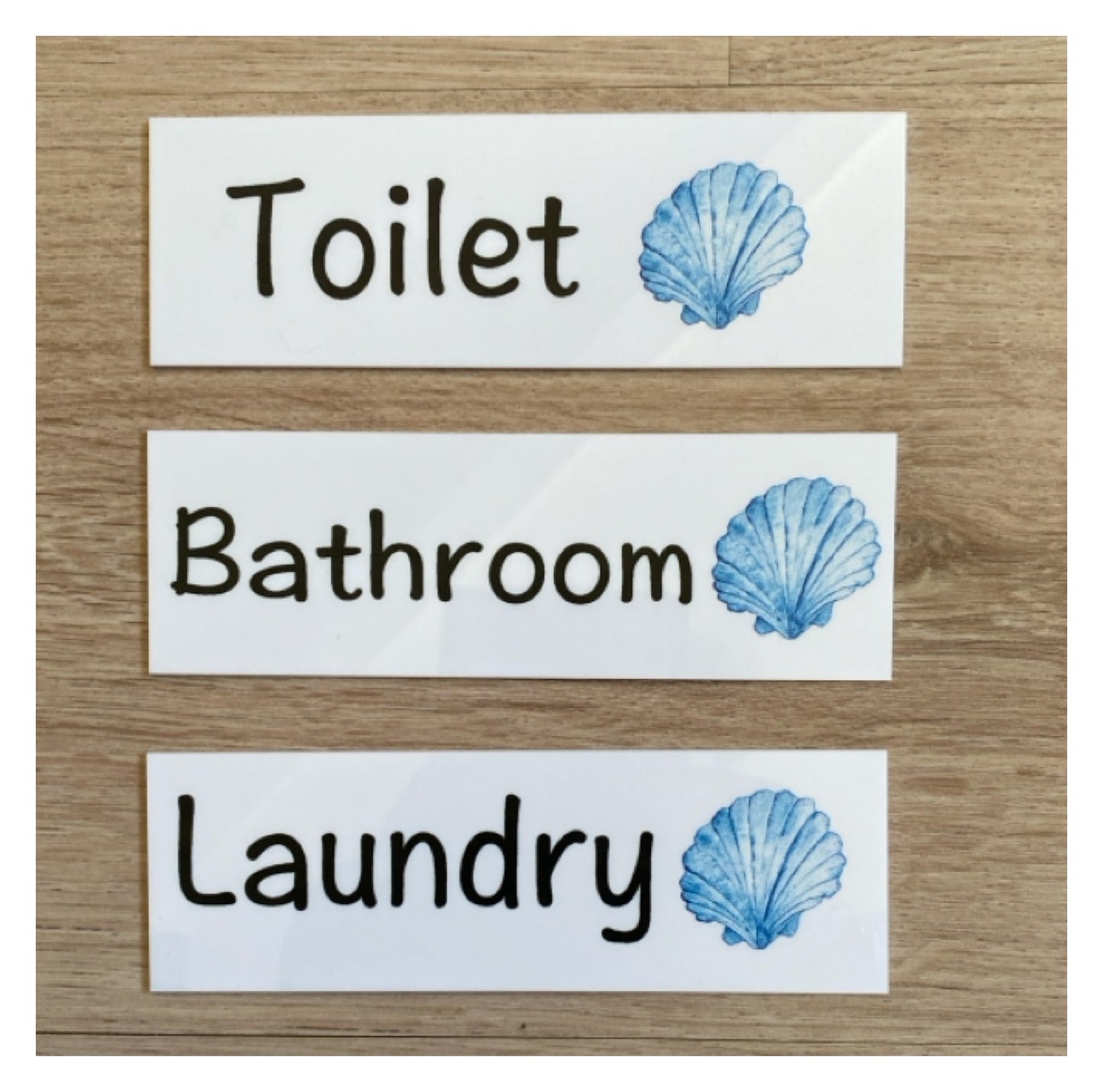 Shell Beach Blue Door Room Sign Toilet Laundry Bathroom - The Renmy Store Homewares & Gifts 