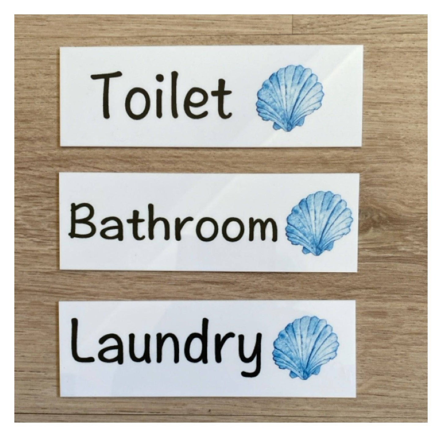 Shell Beach Blue Door Room Sign Toilet Laundry Bathroom - The Renmy Store Homewares & Gifts 