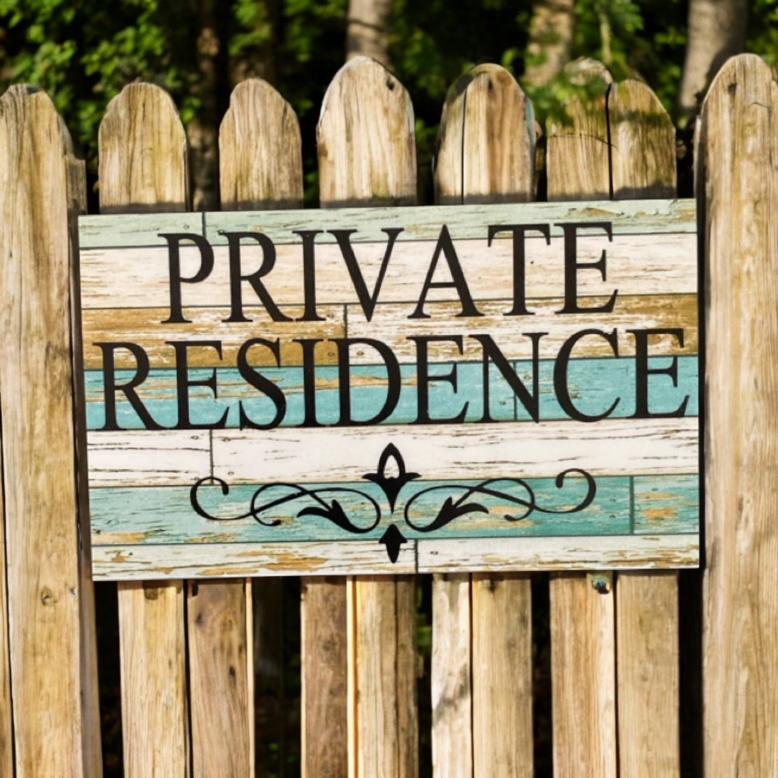 Private Residence Fence Gate Wall Rustic Sign - The Renmy Store Homewares & Gifts 