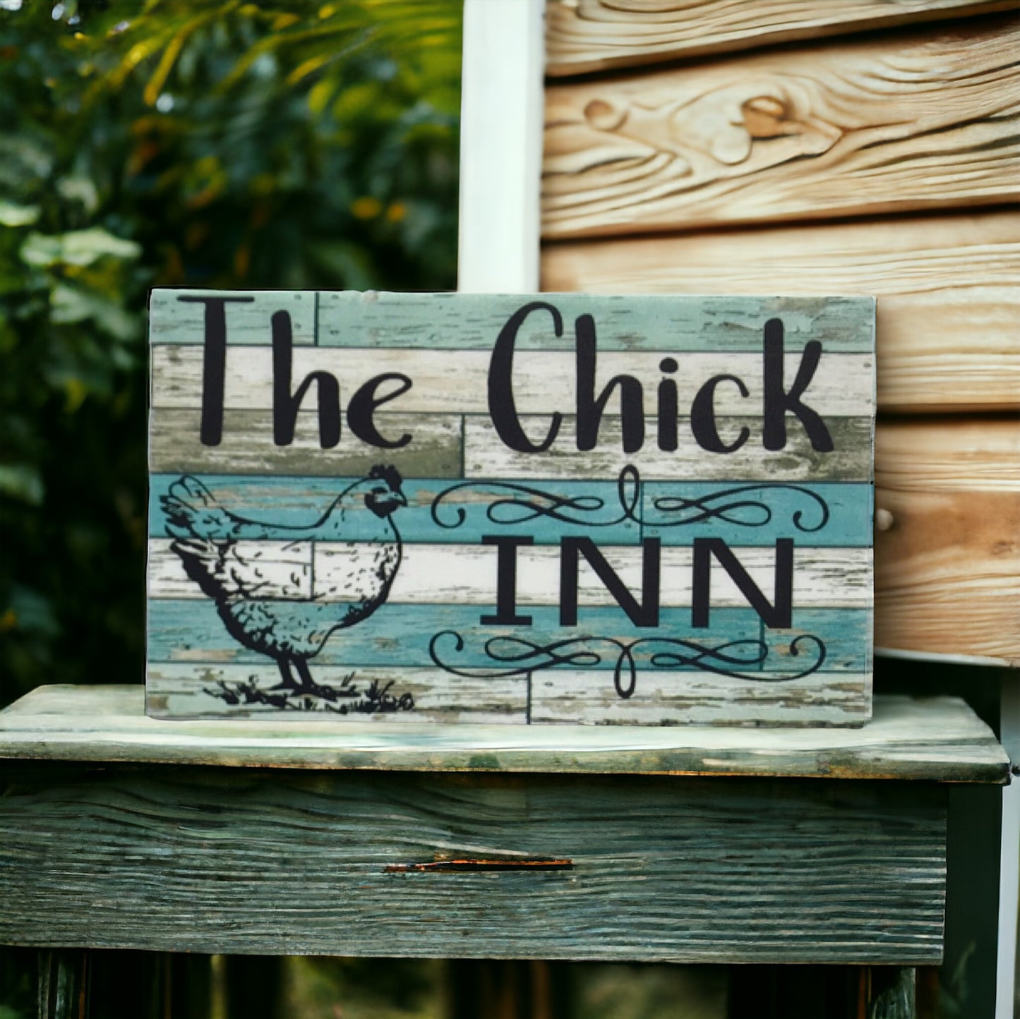 The Chick Inn Blue Timber Style Sign - The Renmy Store Homewares & Gifts 