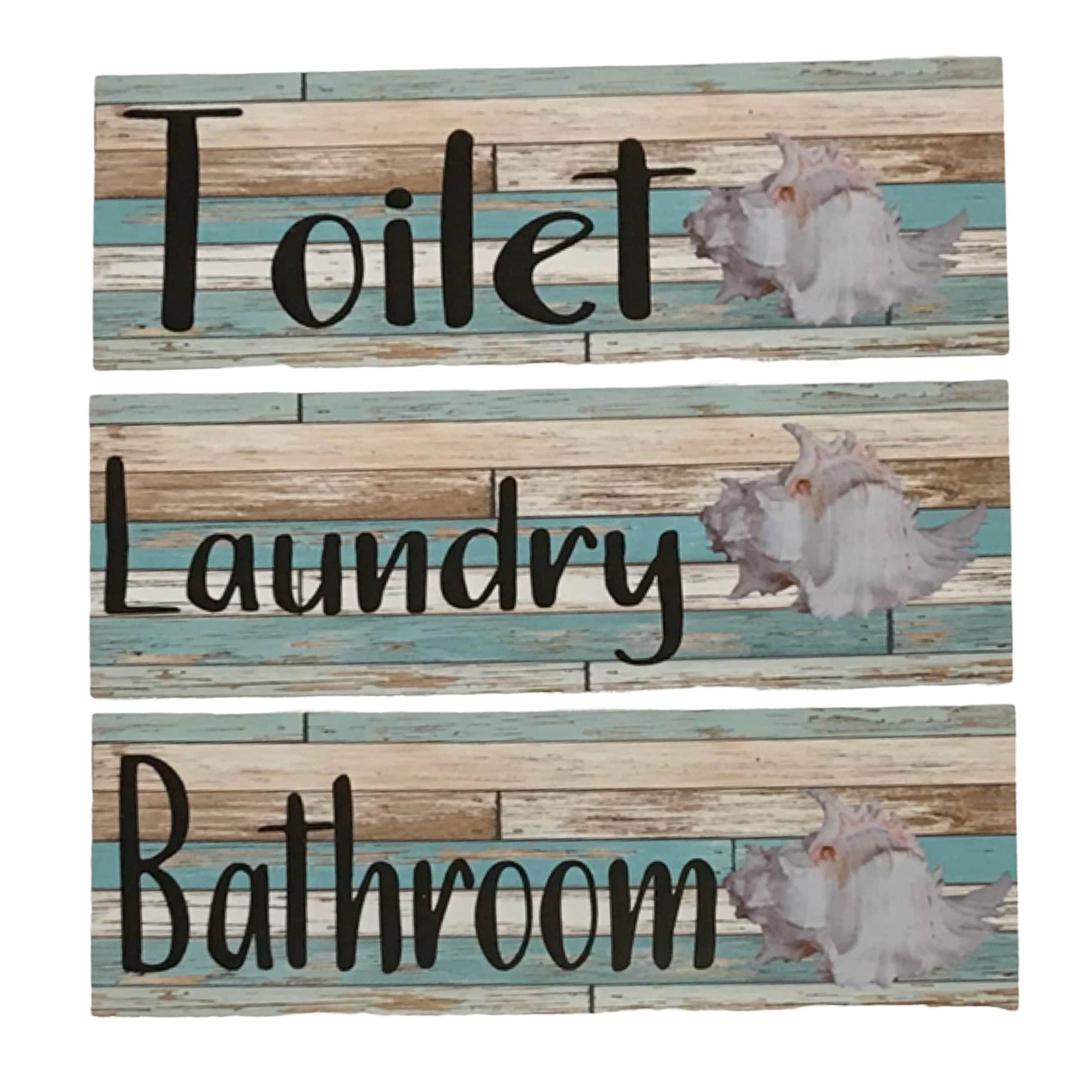 White Shell Mint Rustic Sign Toilet Laundry Bathroom - The Renmy Store Homewares & Gifts 