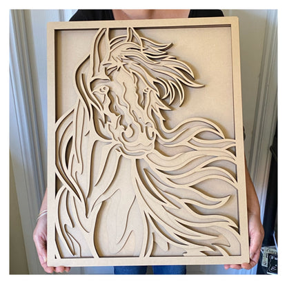 Horse 3D Layered Country Art Wood MDF Laser Cut