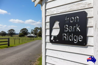 Custom Bird Property Sign Iron Bark Ridge - Personalised Rusty Metal Steel Sign - Australian Made