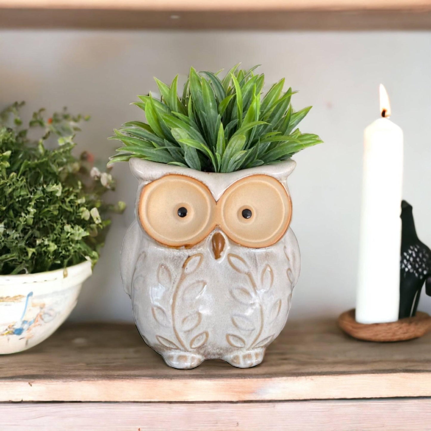 Plant Pot Planter Owl Natural Bird - The Renmy Store Homewares & Gifts 