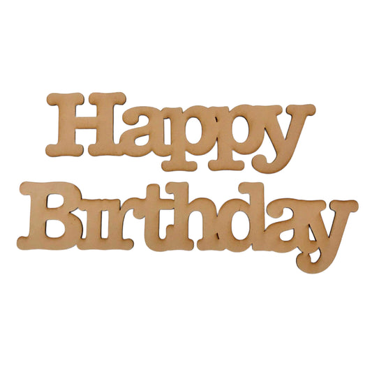Happy Birthday Modern MDF Wooden Word Shape Raw - The Renmy Store Homewares & Gifts 