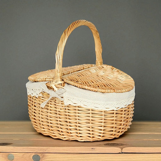 Basket with Lid Picnic Shopping Country Style