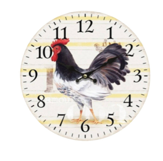 Clock Wall Rooster Country 34cm - The Renmy Store Homewares & Gifts 