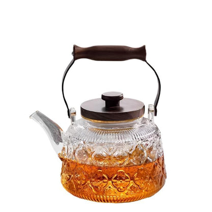 Glass Teapot Vintage Wooden Coastal Farm