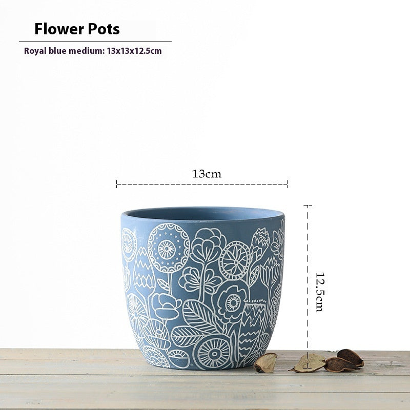 Planter Pot Floral Flowers Ceramic