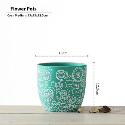 Planter Pot Floral Flowers Ceramic