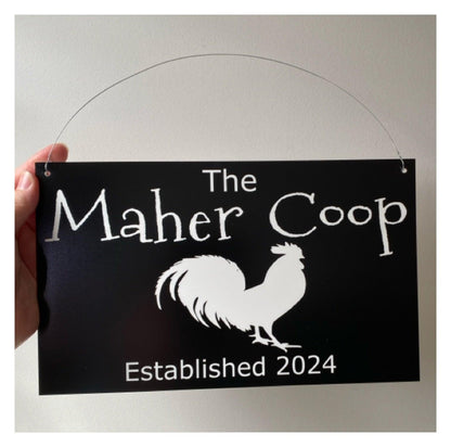 Rooster Chicken The Coop Personalised Custom Sign