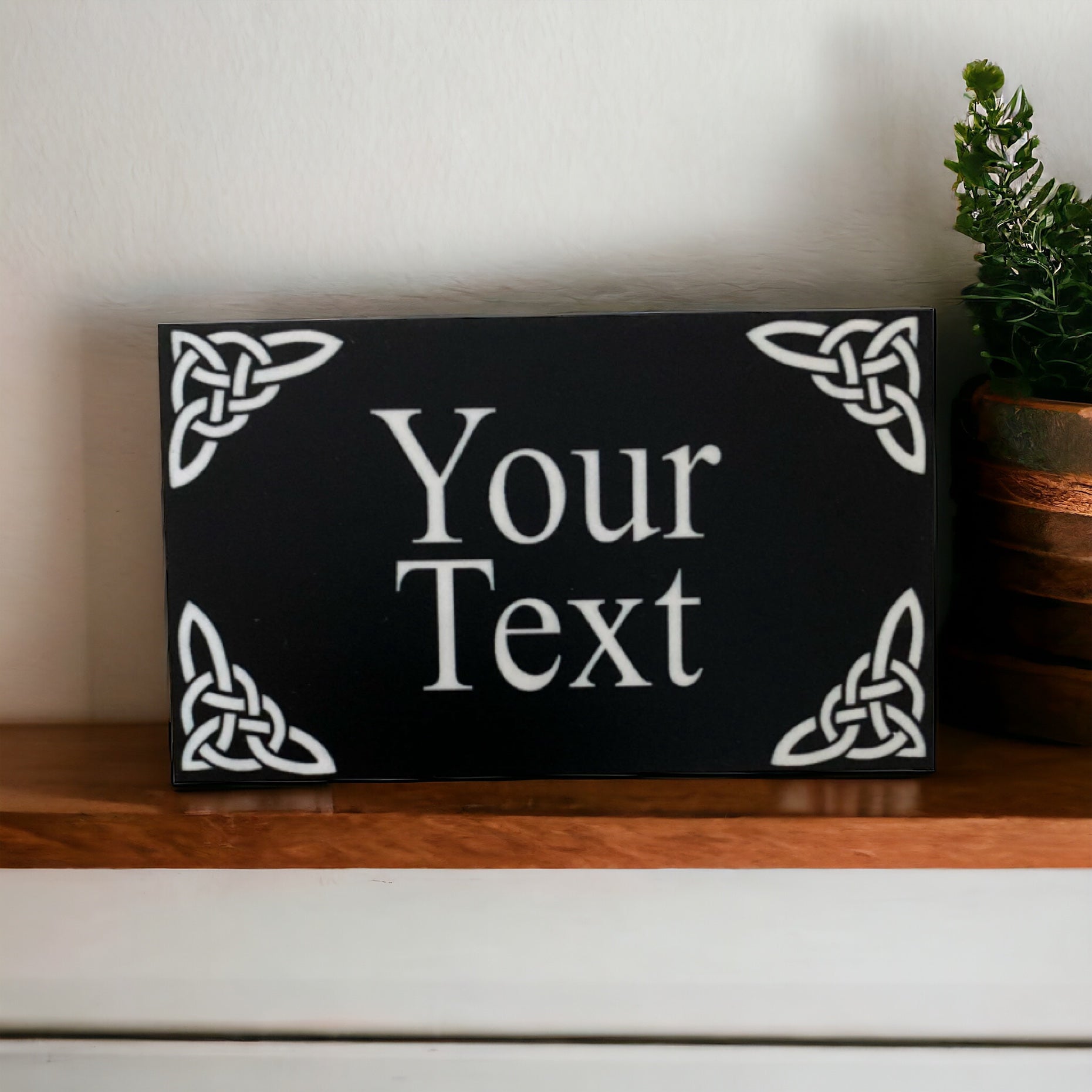 Celtic Scroll Black Custom Personalised Sign - The Renmy Store Homewares & Gifts 