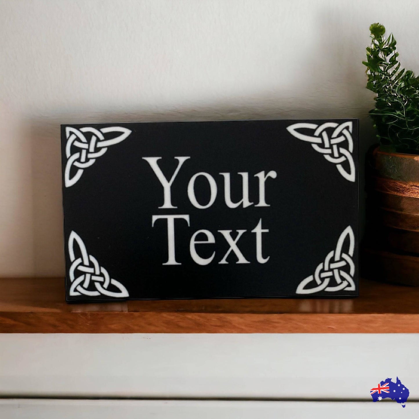 Celtic Scroll Black Custom Personalised Sign - The Renmy Store Homewares & Gifts 