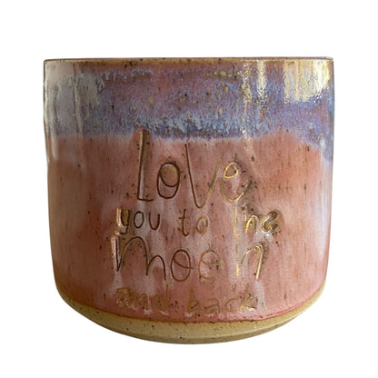 Handmade Love You to the Moon and Back Ceramic Cup | Aussie Made Wolf and Clay Romantic Gift