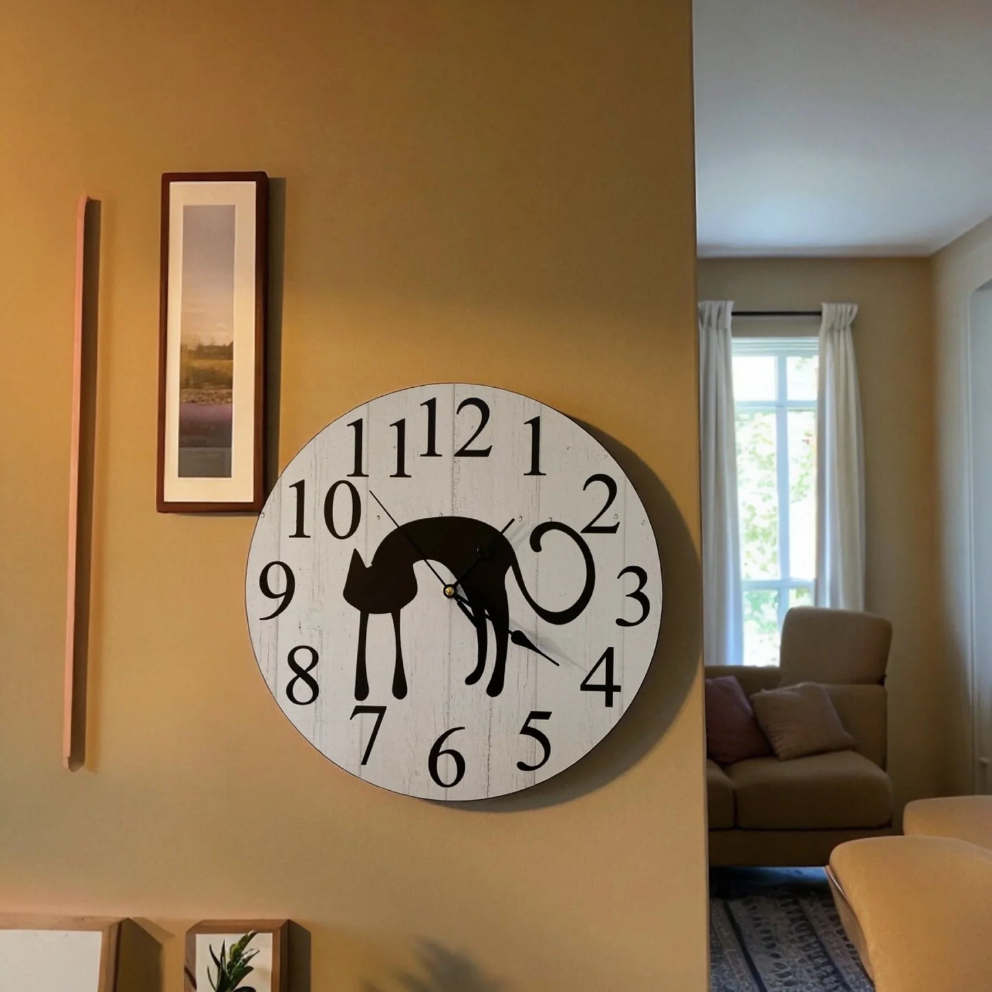 Clock Wall Cat Kitty 30cm 60cm Aussie Made