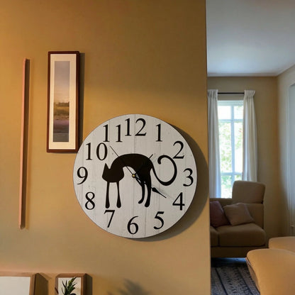 Clock Wall Cat Kitty 30cm 60cm Aussie Made