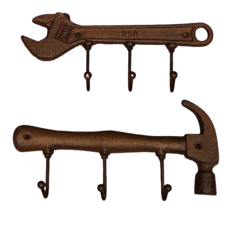 Hook Rustic Hammer Wrench Cast Iron Workshop Man Shed - The Renmy Store Homewares & Gifts 