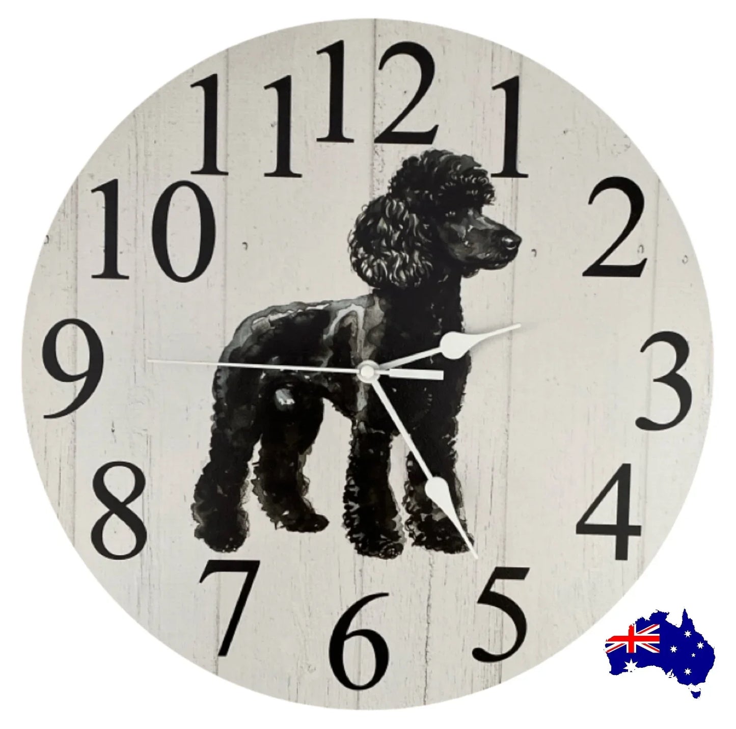 Black Poodle Dog Wall Clock | Aussie Made 30cm 60cm