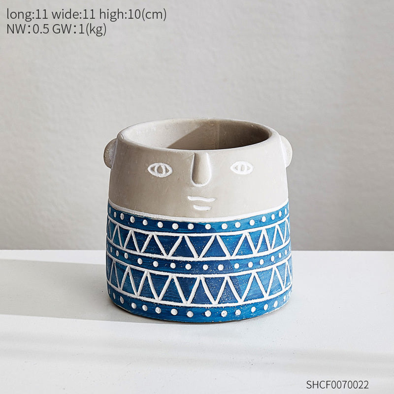 People Planter Pot Vase - Cement Garden Flower Pot