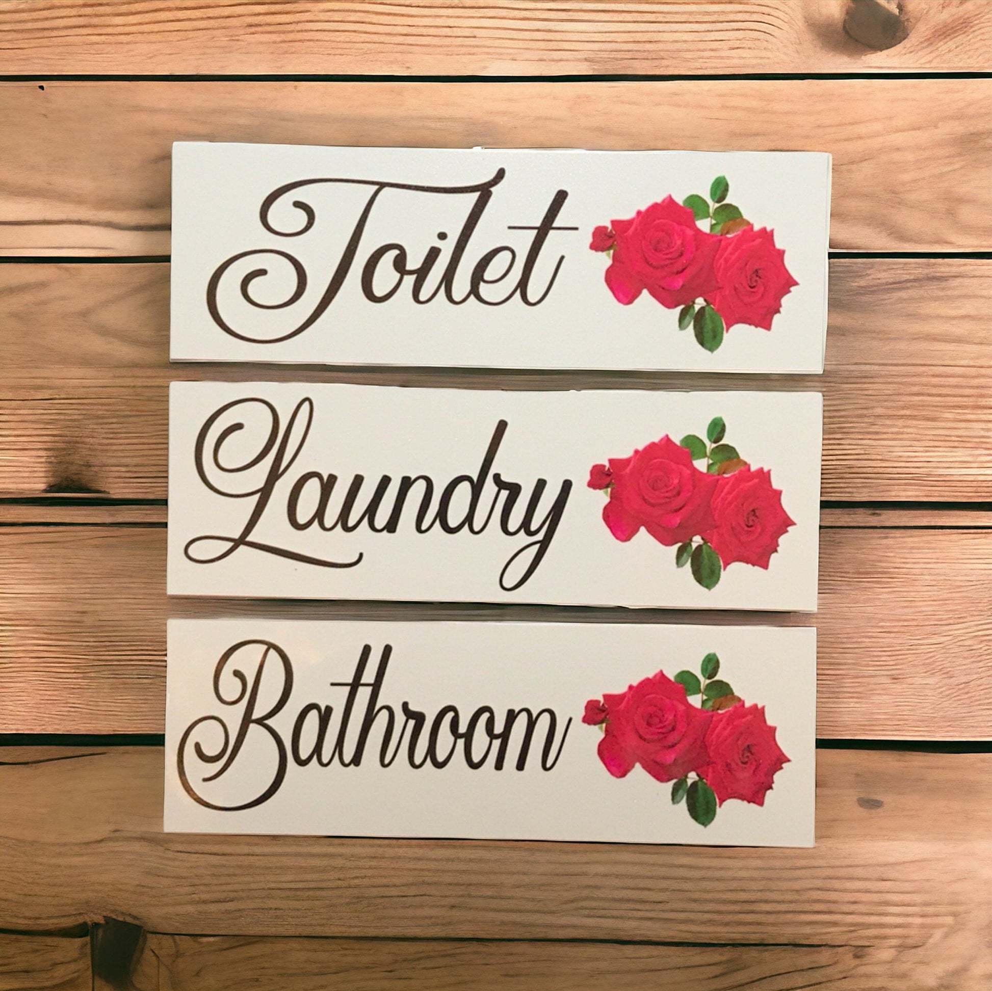 Red Rose Door Room Sign Toilet Laundry Bathroom - The Renmy Store Homewares & Gifts 