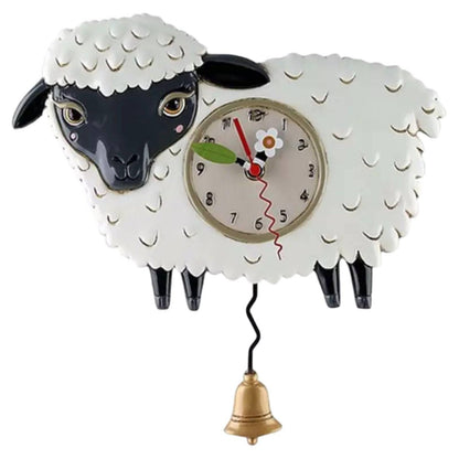 Clock Wall Sheep Ewe Farmhouse Allen Designs Pendulum - The Renmy Store Homewares & Gifts 