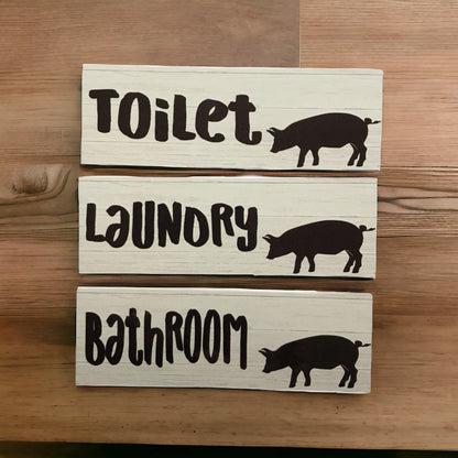 Pig Door Room Sign Toilet Laundry Bathroom - The Renmy Store Homewares & Gifts 