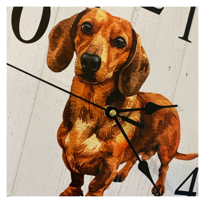 Clock Wall Dachshund Brown Tan 30cm 60cm Aussie Made