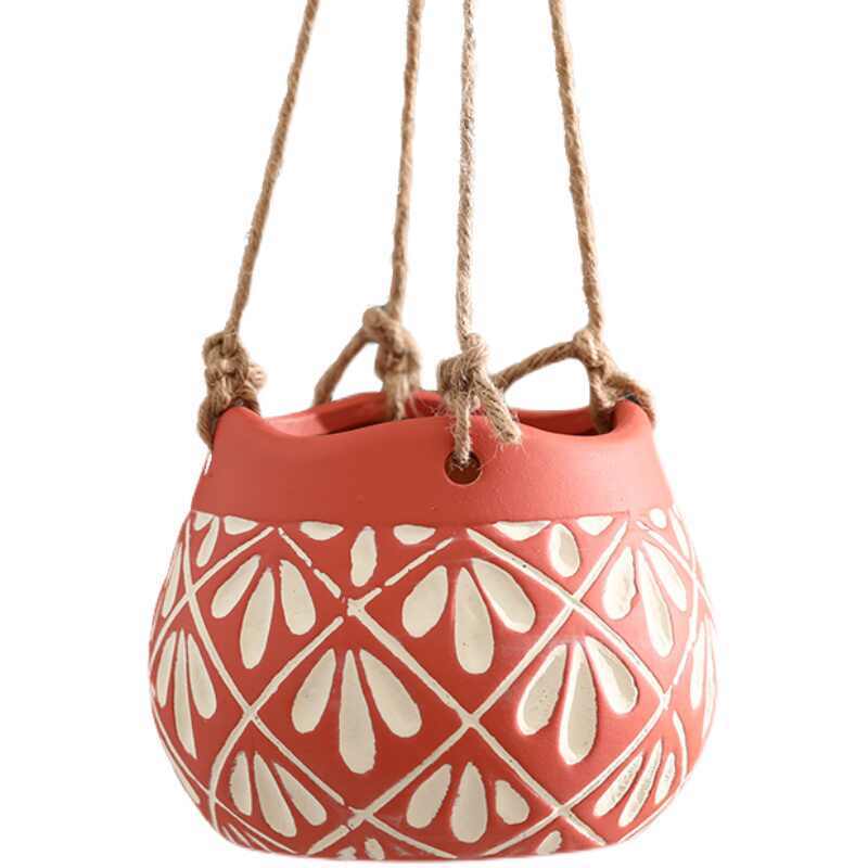 Hanging Planter Pot - 4 Colours Purple Yellow Green Orange
