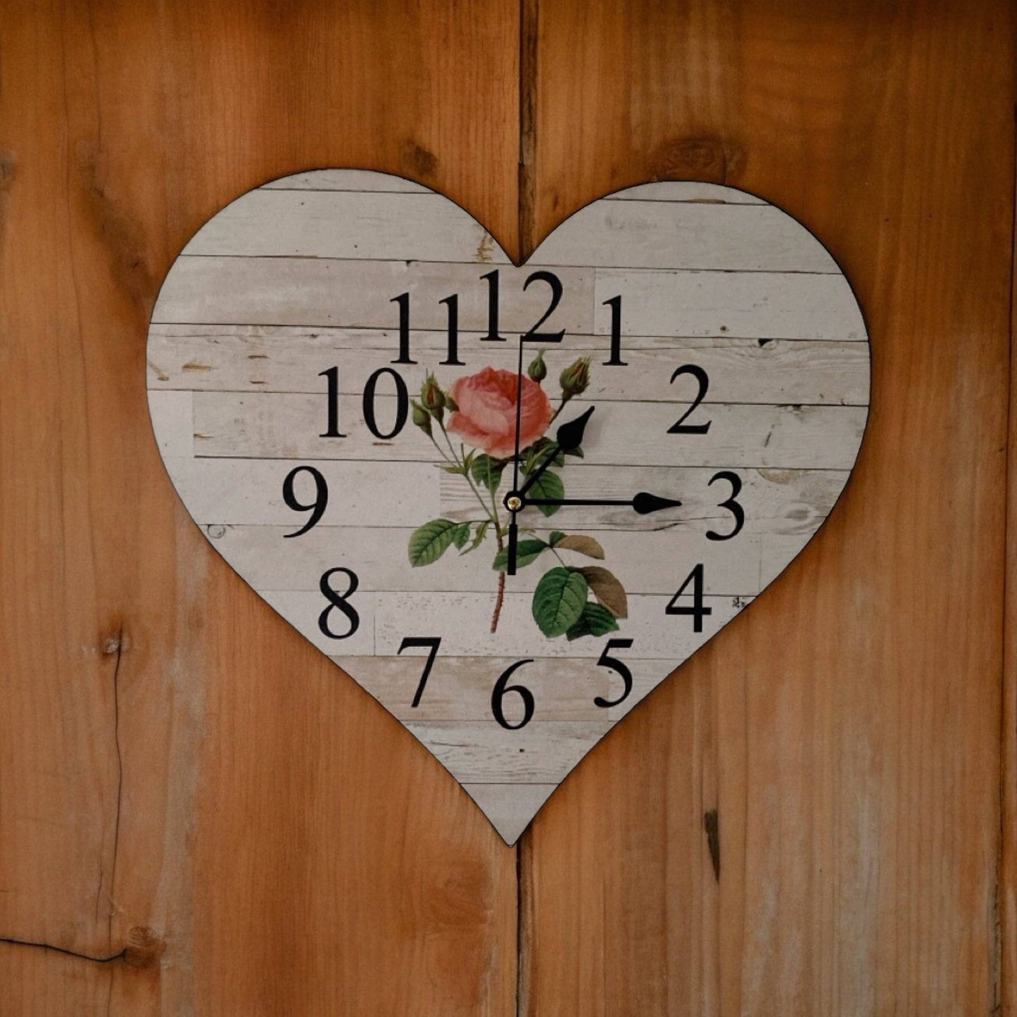 Clock Wall Heart Cottage Rose Aussie Made - The Renmy Store Homewares & Gifts 