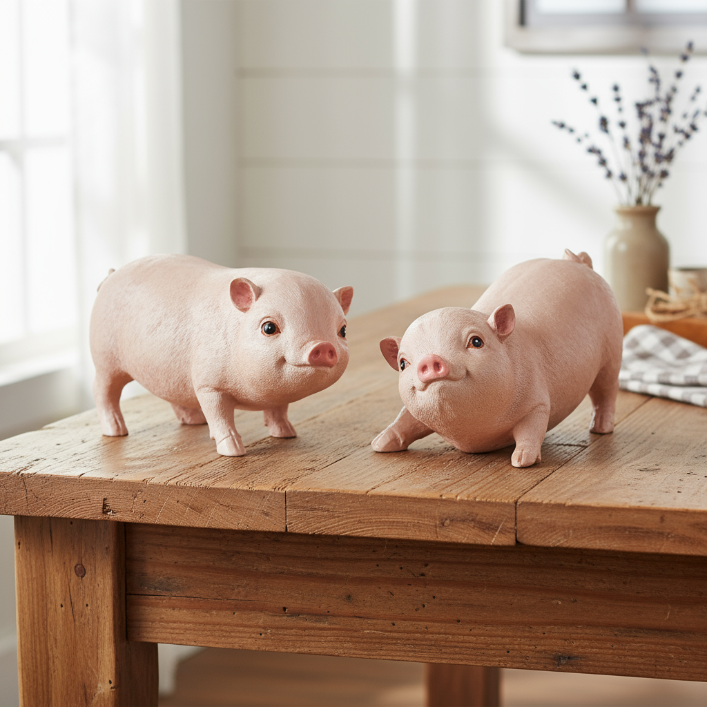 Pig Pair Ornament Farmhouse Country