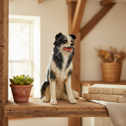 Border Collie Dog Ornament 42cm | Black & White Farmhouse Decor