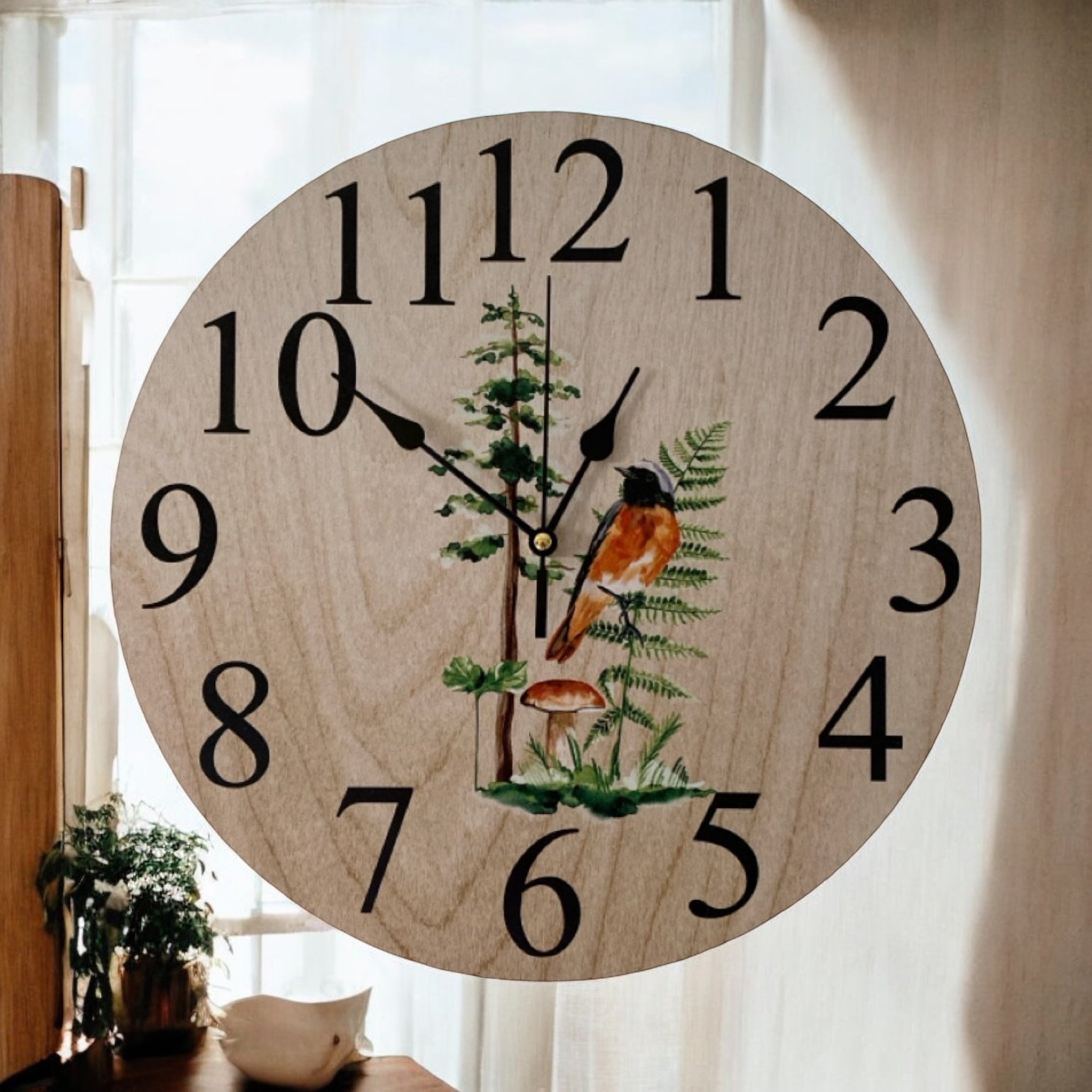 Clock Wall Bird Tree Fern Mushroom Aussie Made - The Renmy Store Homewares & Gifts 