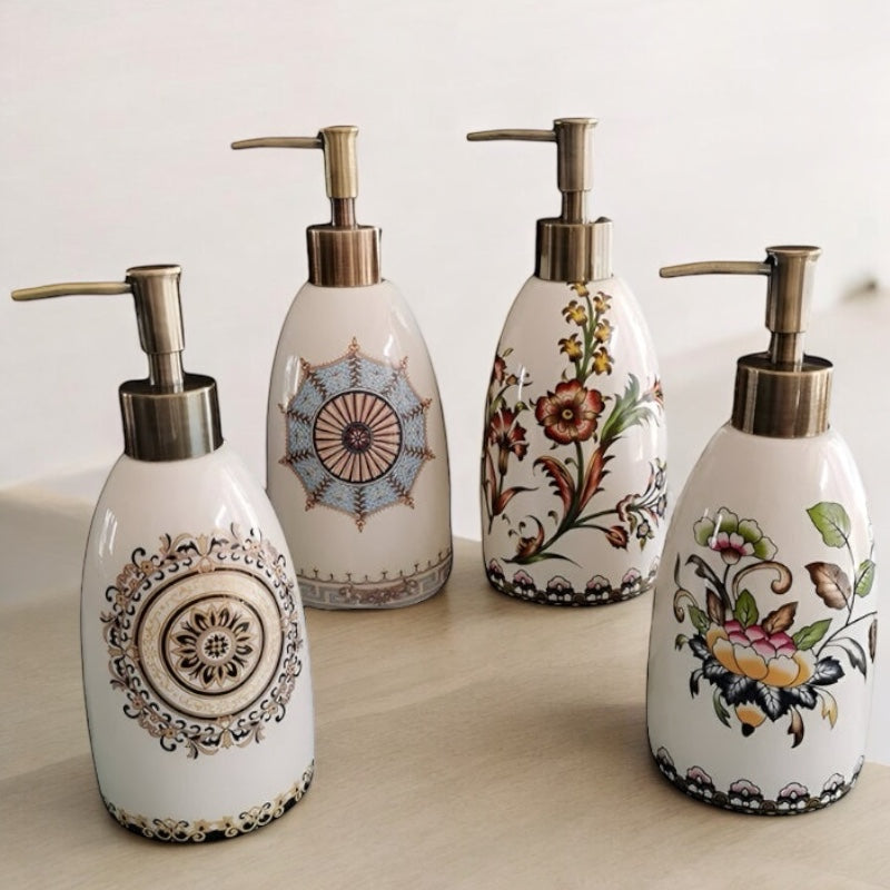 Soap Dispenser Ceramic Floral Boho Mandala