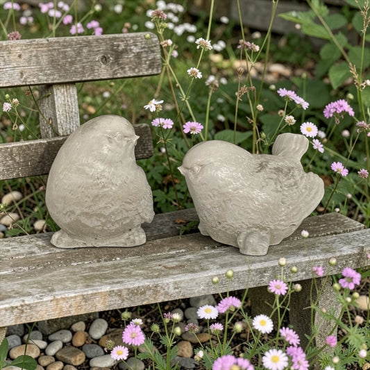 Concrete Little Birds Sparrow Ornament - Handmade Aussie Garden Decor