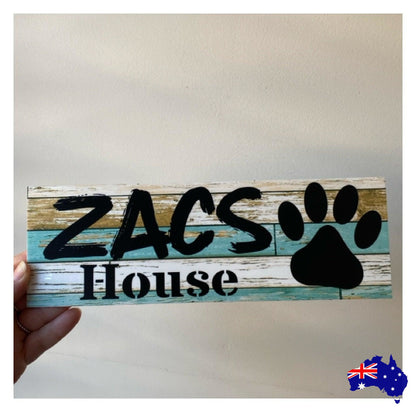 Dog Kennel Personalised Your Dogs Name Blue Sign - The Renmy Store Homewares & Gifts 