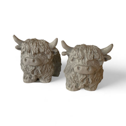 Highland Cow Set of 2 Aussie Handmade Concrete Country Decor