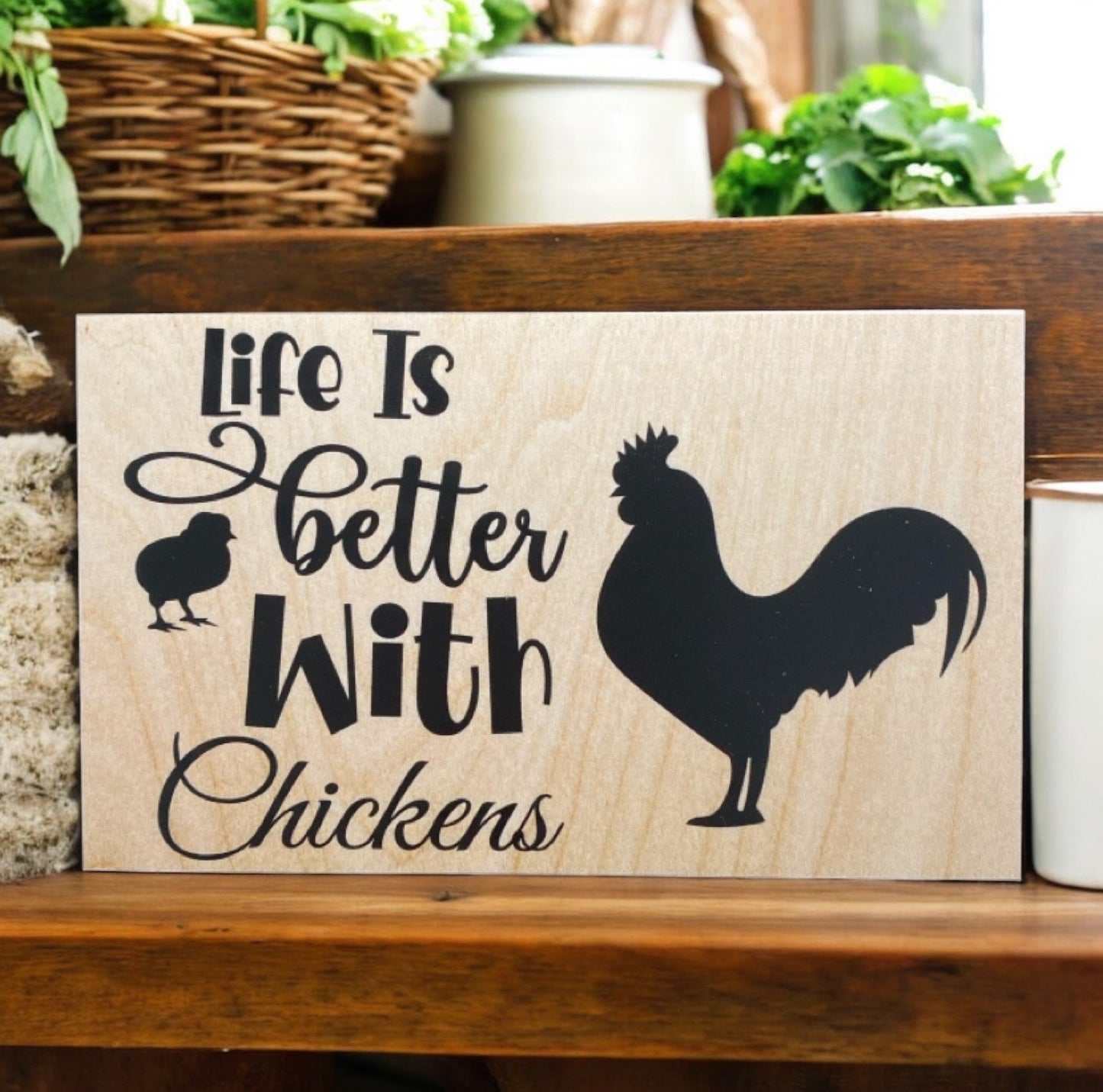 Rooster Socks Suncatcher Life Better With Chickens Sign Gift Set