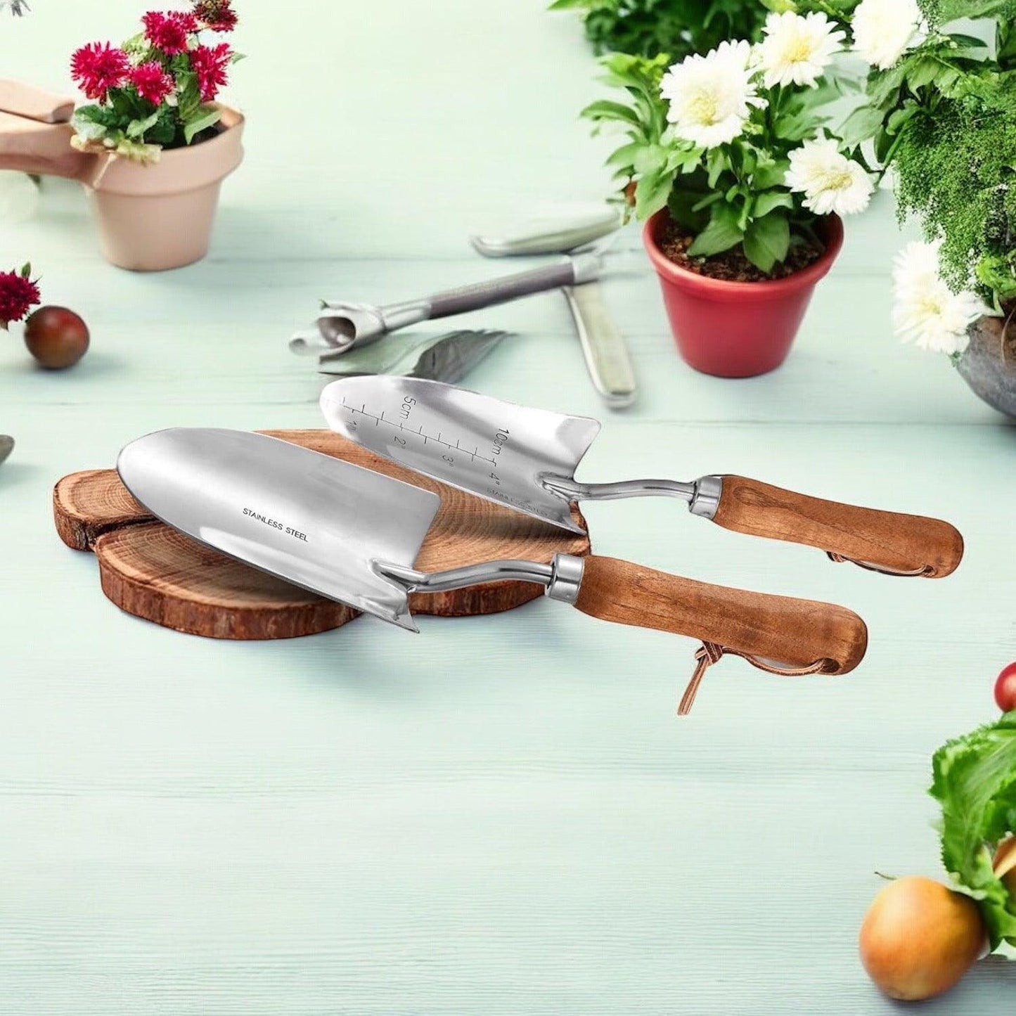 Garden Tool 4 Piece Set Stainless Steel Wooden Handle - The Renmy Store Homewares & Gifts 