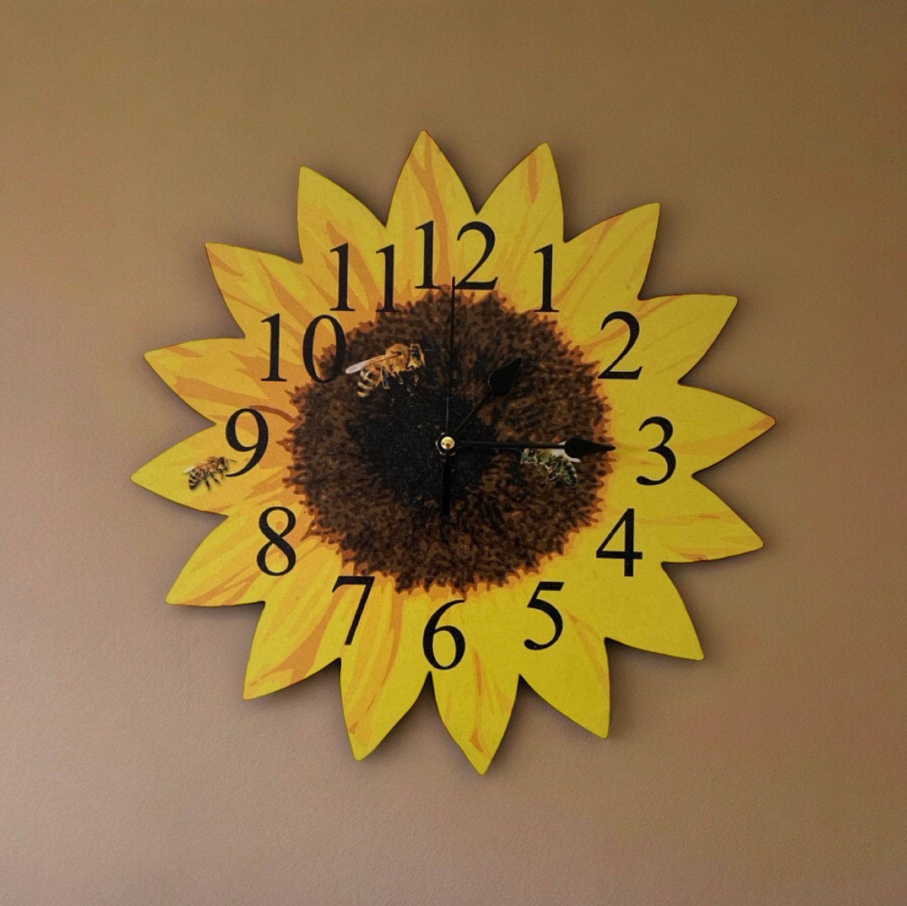 Clock Wall Sunflower Bee Sunshine Aussie Made - The Renmy Store Homewares & Gifts 