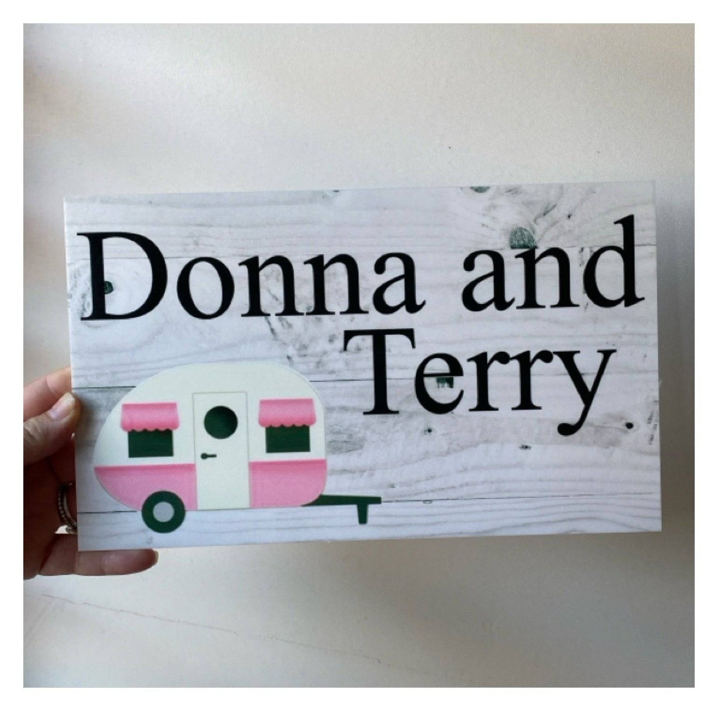 Caravan Vintage Chic Retro Custom Personalised Sign - The Renmy Store Homewares & Gifts 