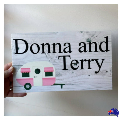 Caravan Vintage Chic Retro Custom Personalised Sign - The Renmy Store Homewares & Gifts 