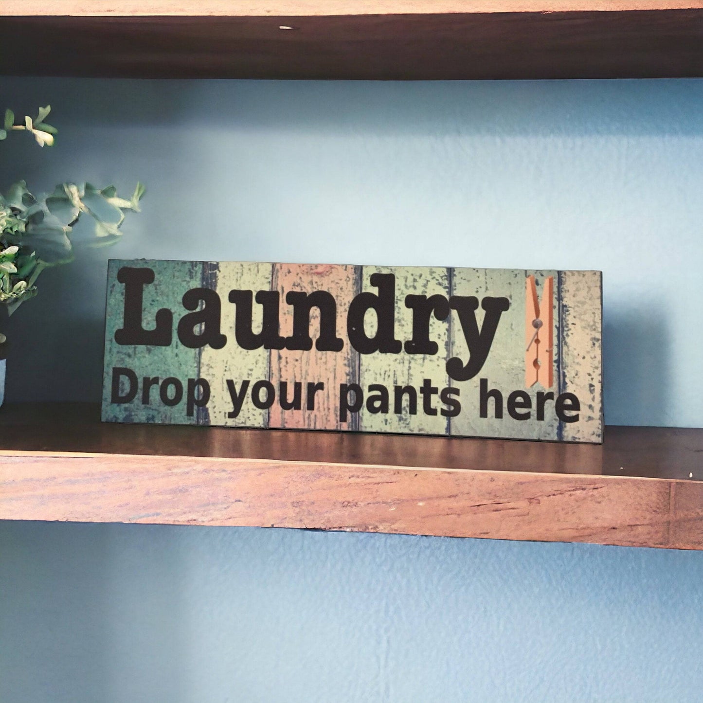 Rustic Colourful Timber Look Door Room Sign Toilet Laundry Bathroom - The Renmy Store Homewares & Gifts 