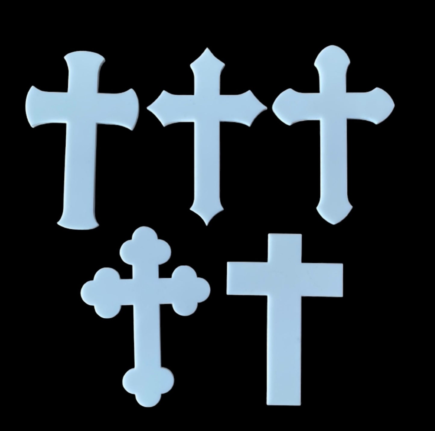 Cross Set of 5 Vintage White Religious Décor
