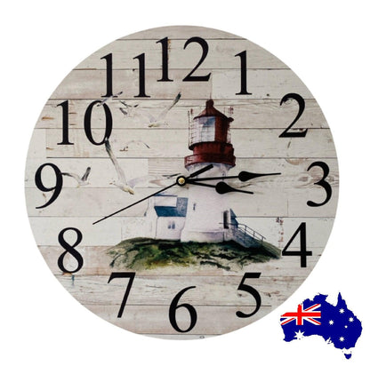 Clock Wall Lighthouse Coastal Beach Aussie Made