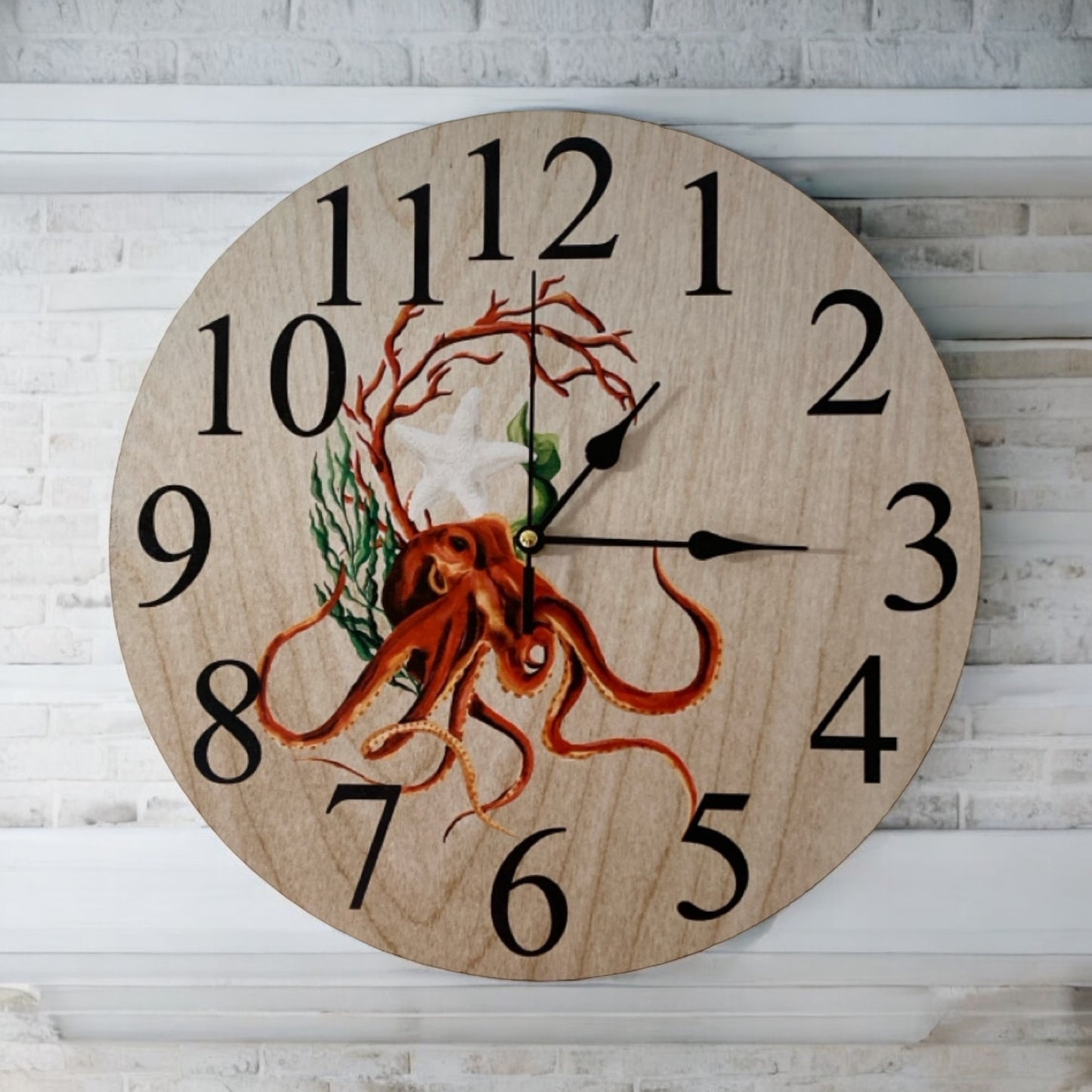 Clock Wall Octopus Ocean Beach Sea House Aussie Made - The Renmy Store Homewares & Gifts 