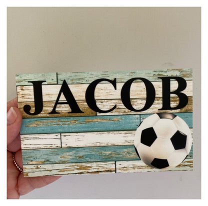 Soccer Blue Custom Personalised Sign - The Renmy Store Homewares & Gifts 