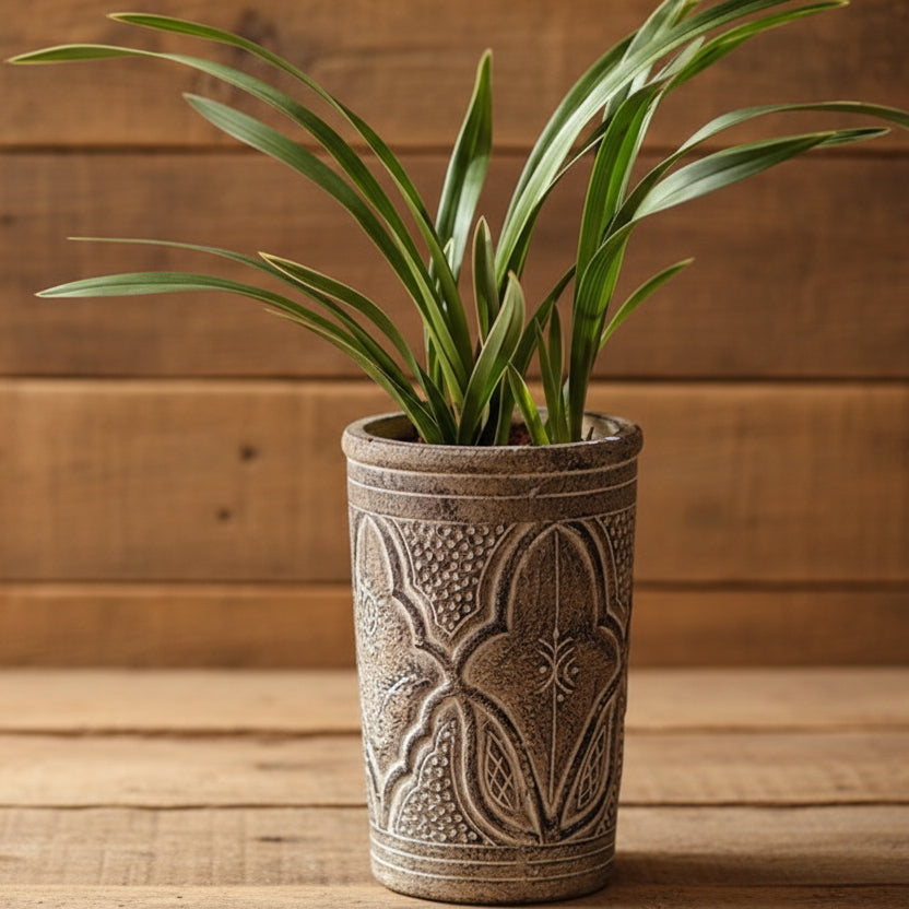 Vintage Pottery Planter Pot Vase - Flower Garden Stone